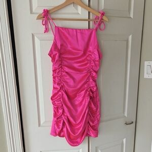 AKIRA Hot Pink Ruched Mini Dress